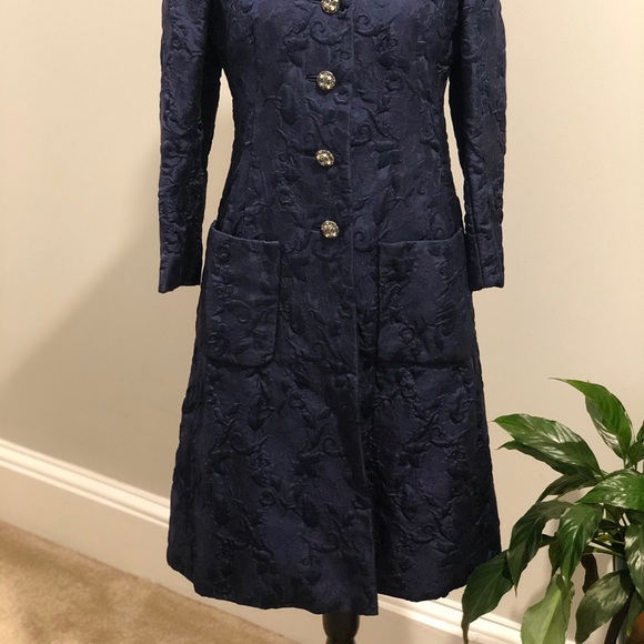 Vintage navy blue long length coat - Picture 12 of 16